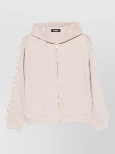Fabiana Filippi Lounge Hooded Top Long Sleeves Ribbed Cuffs In Pink