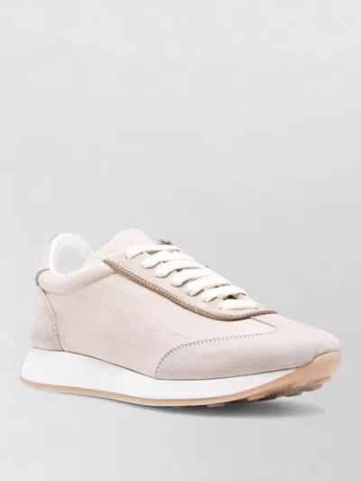 Fabiana Filippi Low Profile Sneakers Rubber Sole Suede In Neutral