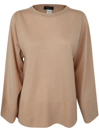 Fabiana Filippi Lurex Crew Neck Sweater In Brown