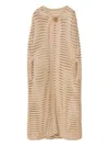 Fabiana Filippi Lurex-detail Open-knit Cape In Brown