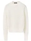 Fabiana Filippi Open-knit Crew Neck Long Sleeve Sweater In White