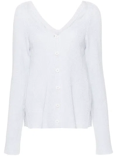 Fabiana Filippi Lurex-detailed Ribbed-knit Cardigan In White