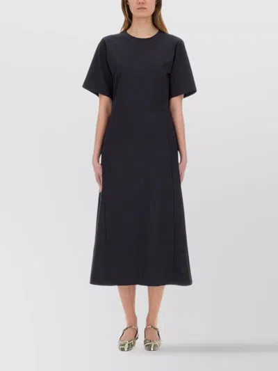 FABIANA FILIPPI LUREX FLARED HEM MIDI DRESS WITH SHORT SLEEVES