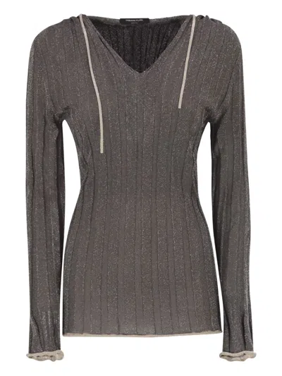 Fabiana Filippi Lurex Hooded Sweater In Animal Print