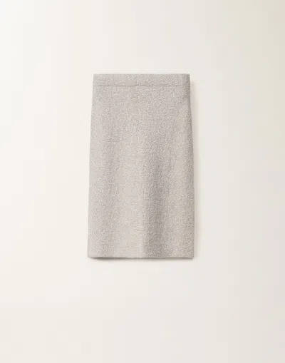 Fabiana Filippi Lurex Knit Tweed Skirt In Vanilla/lavender