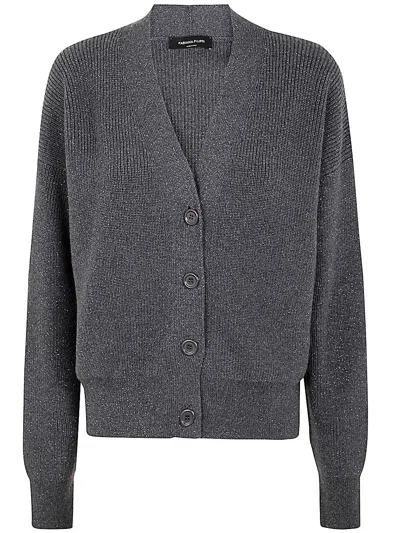 Fabiana Filippi Lurex Long Sleeve Cardigan For Women In Grey