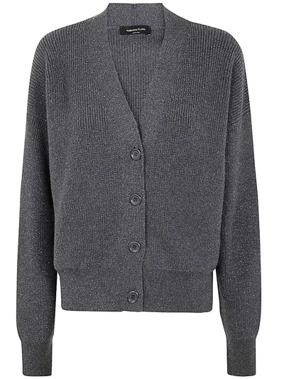 Fabiana Filippi Lurex Long Sleeve Cardigan For Women In Grey