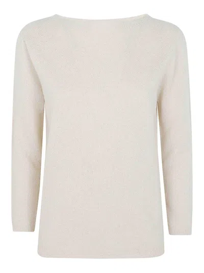 Fabiana Filippi Lurex Platinum Boatneck Sweater In White