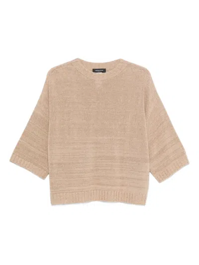 Fabiana Filippi Wool Blend Crew Neck Textured Sweater In Brown