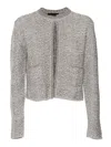 Fabiana Filippi Lurex Tweed Crew Neck Cardigan In Gray