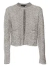 Fabiana Filippi Lurex Tweed Crew Neck Cardigan In Gray