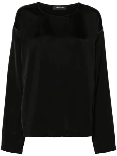 Fabiana Filippi Luxe Satin Stitched Top In Black
