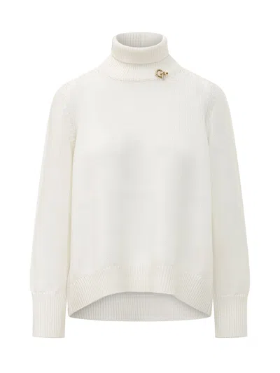 Fabiana Filippi Luxurious Knit Mini Turtleneck Sweater In Neutral