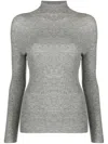 Fabiana Filippi Ribbed Roll-neck Knit Top In Grey