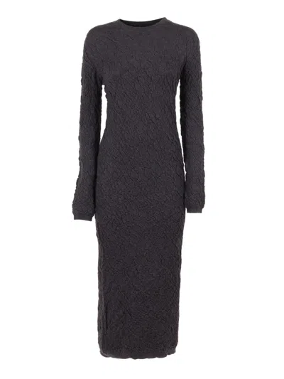 Fabiana Filippi Slim Dress With Embossed Finish In Gray