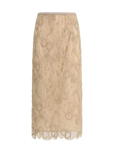 Fabiana Filippi Macramé Lace Midi Skirt In Neutral