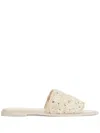 Fabiana Filippi Macramé Slides In Neutrals