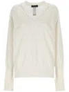 Fabiana Filippi V-neck Ribbed Knitwear Long Sleeves In White