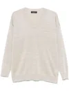 Fabiana Filippi Textured Grey Sweater With Deep V-neckline In Gray
