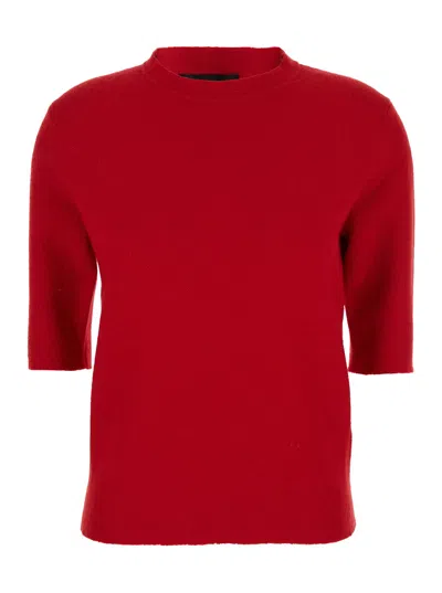 Fabiana Filippi Crew-neck Short-sleeve Sweater In Red