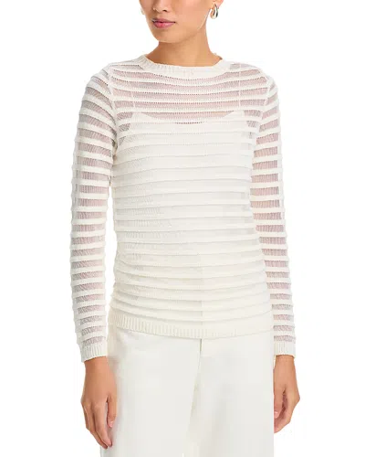 Fabiana Filippi Maglia Scollo Barca Sheer Striped Sweater In White