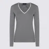Fabiana Filippi Crewneck Knitwear Contrast Trim In Gray