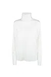 Fabiana Filippi Long Sleeve Top With High Neck And Bow Detail In Bianco