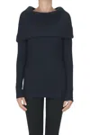 Fabiana Filippi Maxi Collar Ribbed Knit Pullover In Blue