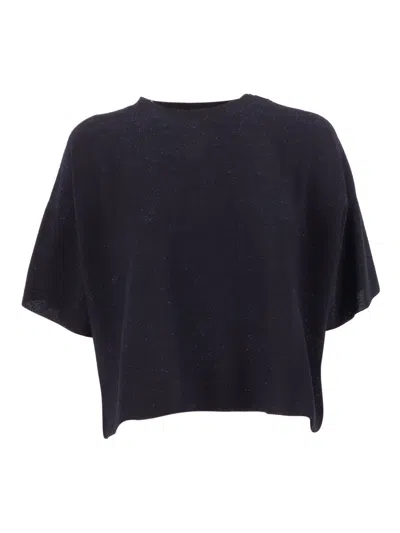 Fabiana Filippi Maxi T-shirt In Cotone Organico Chicco Riso Lurex Colo In Blue