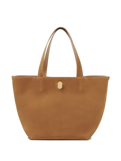 Fabiana Filippi Medium Eclissi Suede And Wicker Tote Bag In Brown