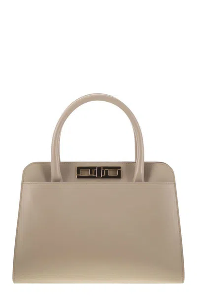 Fabiana Filippi Medium Handbag With Metal Accessory In Beige
