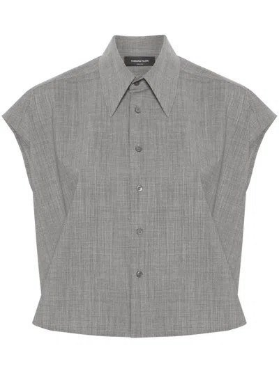 Fabiana Filippi Mélange Cropped Shirt In Grey