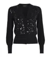 Fabiana Filippi V-neck Wool Blend Cardigan With Front Sequins Detail In Black