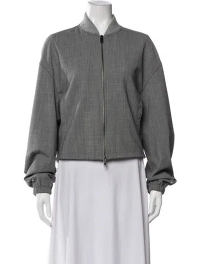 Pre-owned Fabiana Filippi Merino Wool Bomber Jacket In Gray