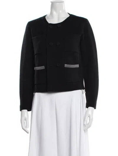 Pre-owned Fabiana Filippi Merino Wool Crew Neck Sweater In Black