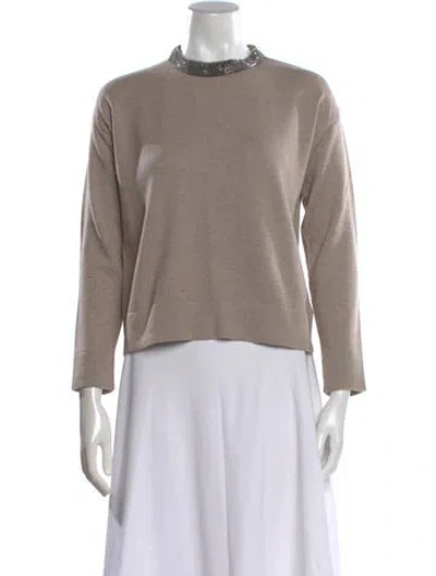 Pre-owned Fabiana Filippi Merino Wool Crew Neck Sweater In Neutral