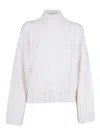 Fabiana Filippi Merino Wool Cropped Turtle Neck Sweater In White