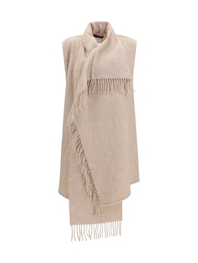 Fabiana Filippi Merino Wool High-neck Cape In Neutral