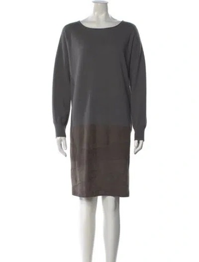 Pre-owned Fabiana Filippi Merino Wool Knee-length Dress In Gray