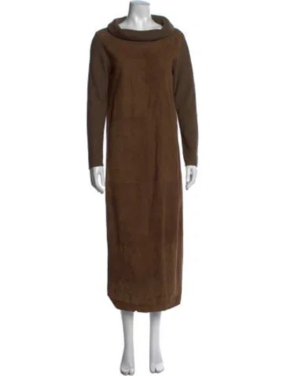 Pre-owned Fabiana Filippi Merino Wool Long Dress In Brown
