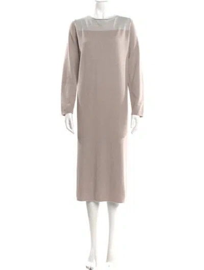 Pre-owned Fabiana Filippi Merino Wool Midi Length Dress In Neutral