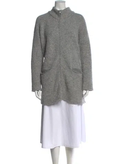 Pre-owned Fabiana Filippi Merino Wool Mock Neck Sweater In Gray