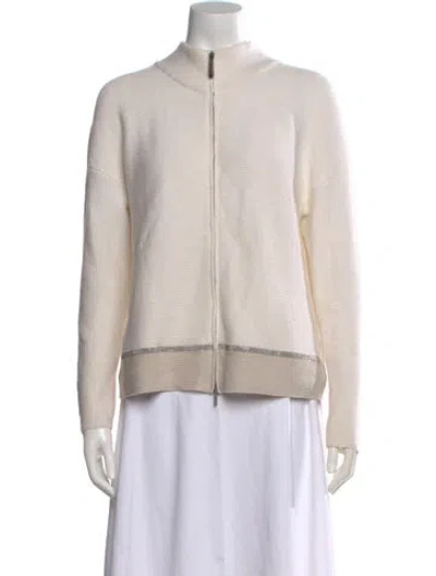 Pre-owned Fabiana Filippi Merino Wool Mock Neck Sweater In Neutral