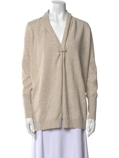 Pre-owned Fabiana Filippi Merino Wool V-neck Sweater In Neutral