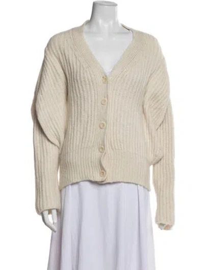 Pre-owned Fabiana Filippi Merino Wool V-neck Sweater In Neutral
