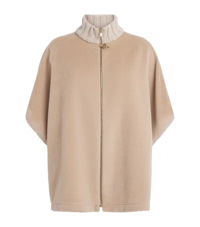 Fabiana Filippi Merino Wool-blend High-neck Cape In Brown