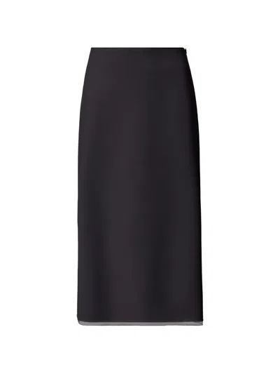 Fabiana Filippi Mesh-hem Midi Skirt In Black