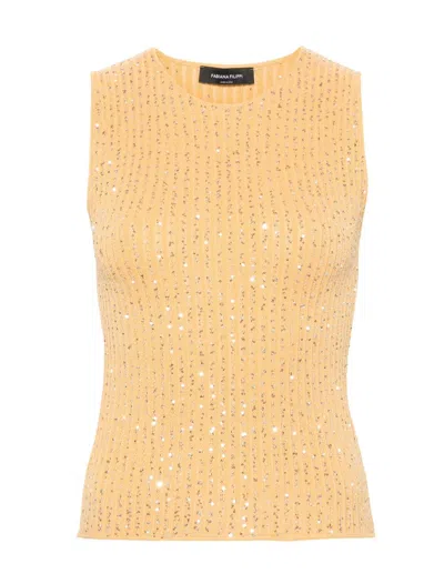Fabiana Filippi Sequin-embellished Tank Top In Yellow