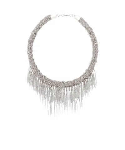 Fabiana Filippi Filo Beaded Fringe-detail Necklace In Metallic