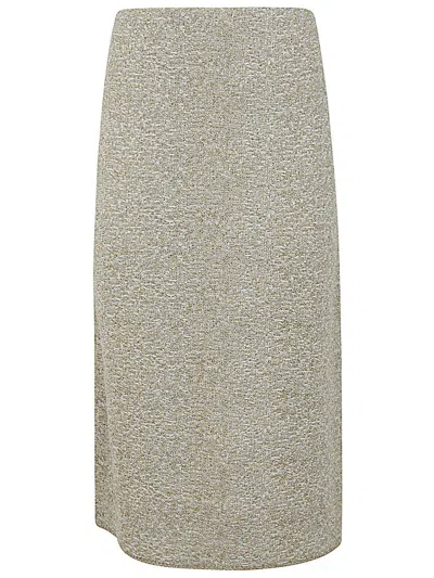 Fabiana Filippi Metallic Bouclé Skirt In Grigio Chiaro/bianco/oro